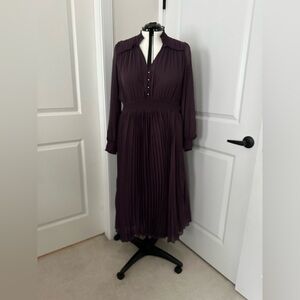 Elegant Purple Pleated Dress